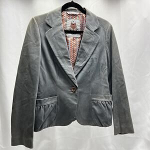 Givy Vid Stockholm Women’s Leather Blazer Gray One Button Jacket Lined Vtg Small